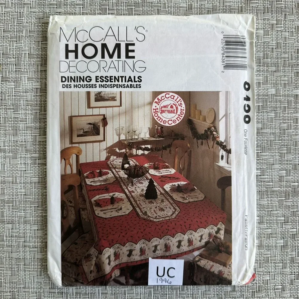 MCCALLS SEWING PATTERN 8438 TABLECLOTH OVAL OBLONG ROUND CHAIR PAD RUNNER ETC